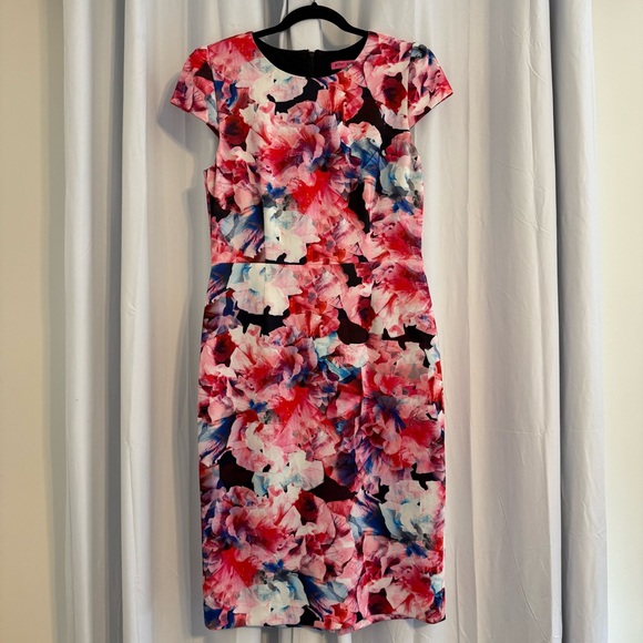 Betsey Johnson Dresses & Skirts - Betsey Johnson Floral Scuba Sheath Midi Dress Stretch Women’s 12